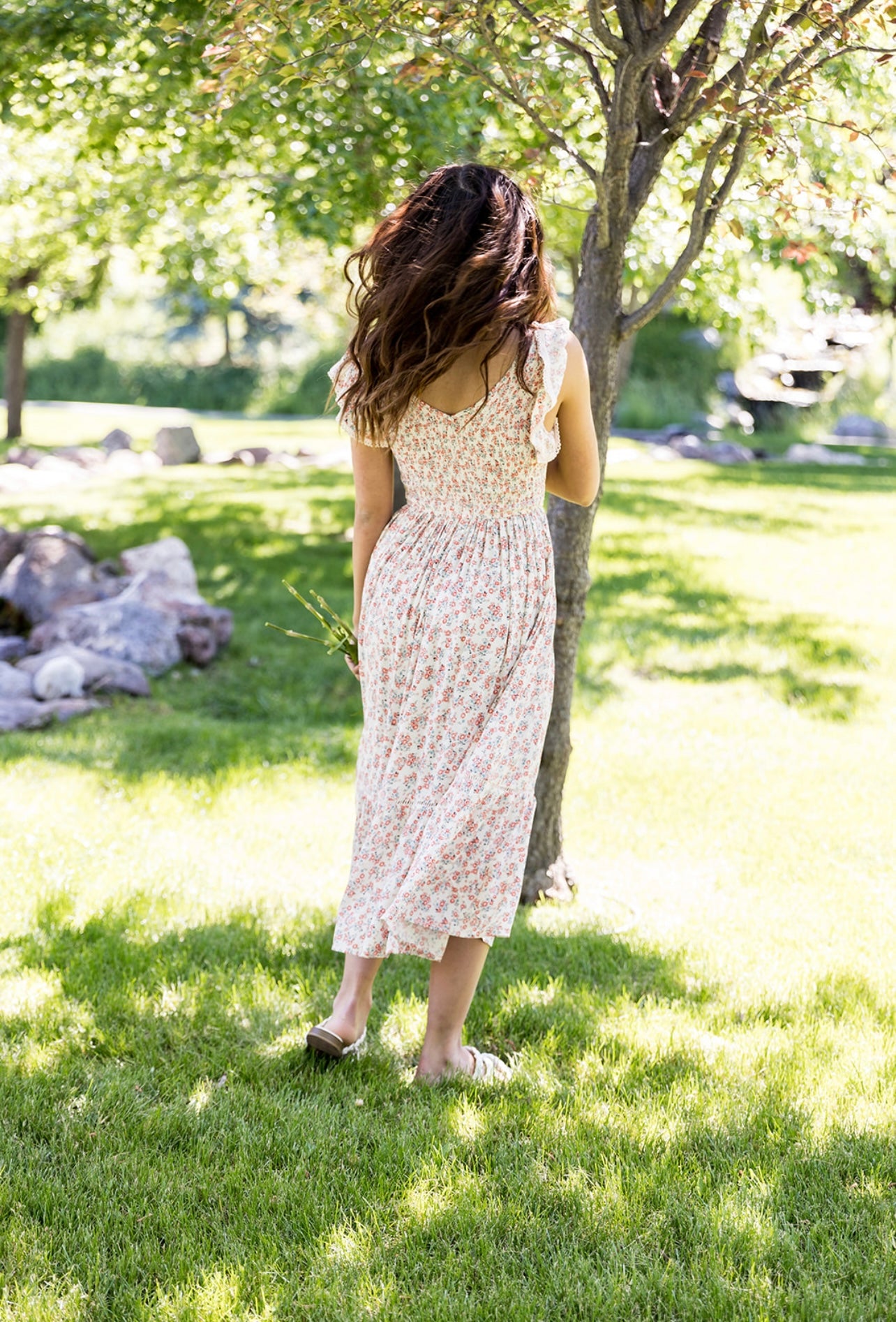 Dainty Floral Smocked Ruffle Dress
