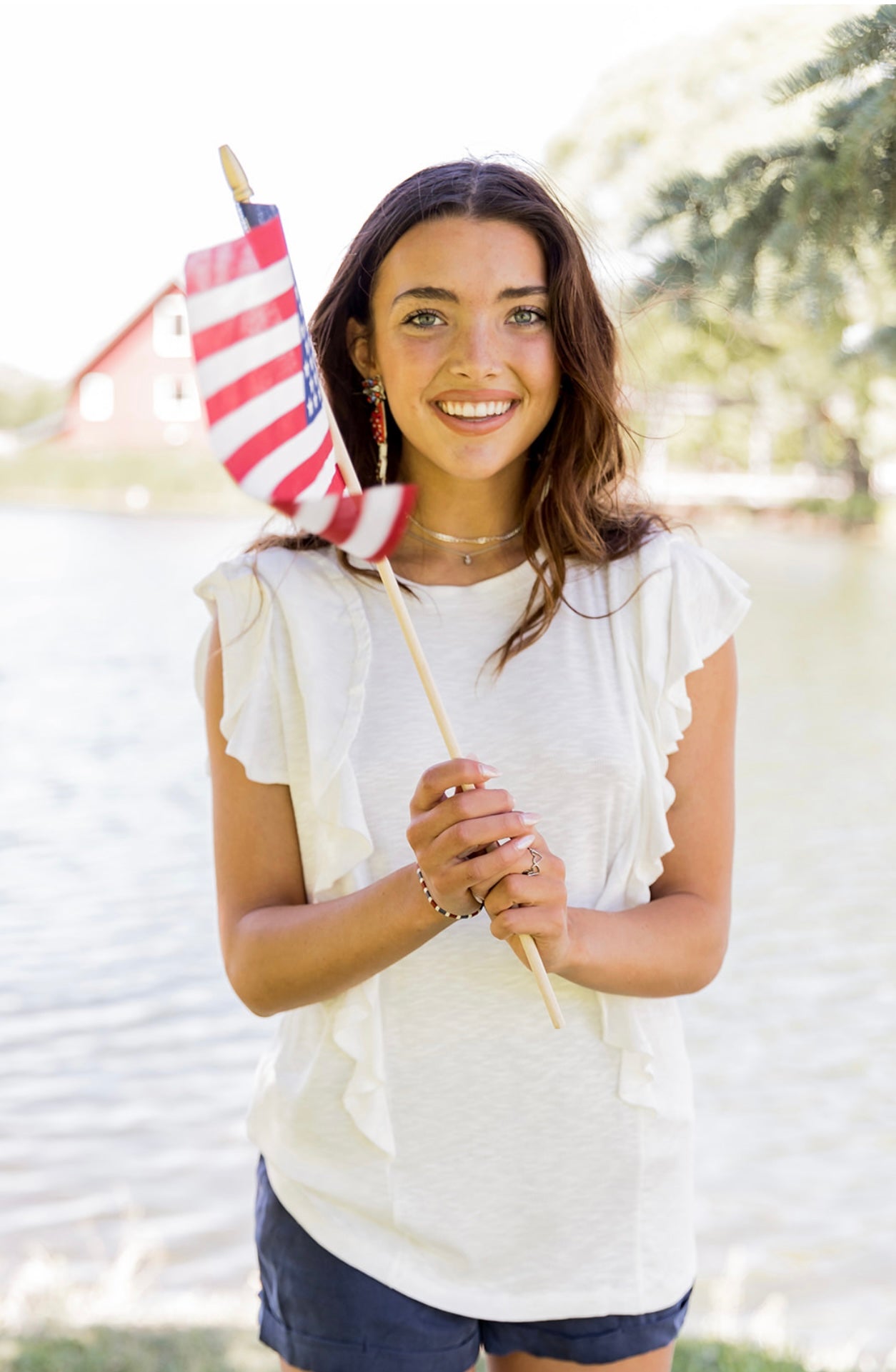 Berlin Rib Knit Ruffle Sleeve Top