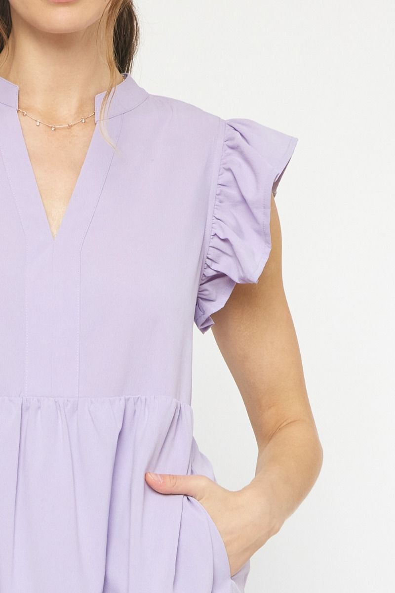 Rachel Ruffle Sleeve Tiered Midi Dress