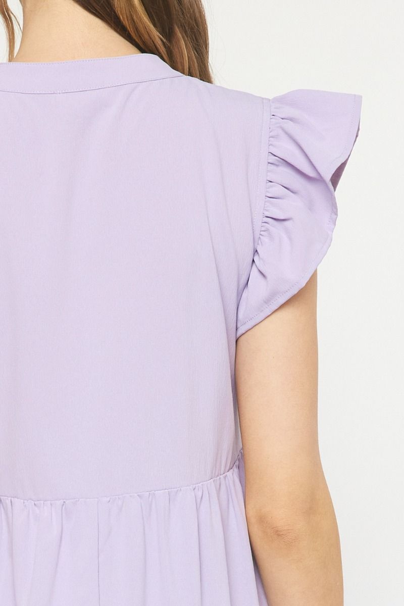 Rachel Ruffle Sleeve Tiered Midi Dress