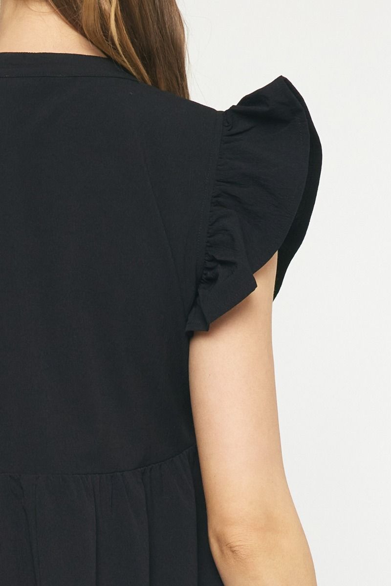 Rachel Ruffle Sleeve Tiered Midi Dress