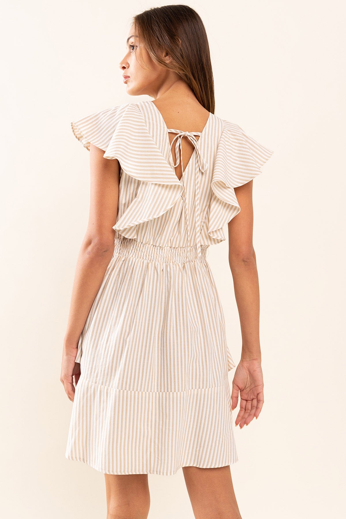 Sweetest Style Striped Ruffle Sleeve Dress