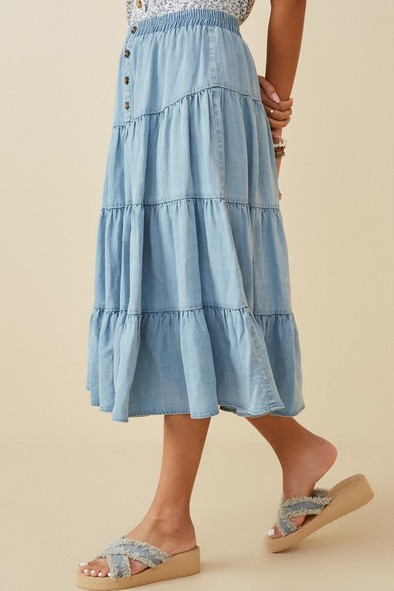 Lucy Tencel Tiered Denim Skirt