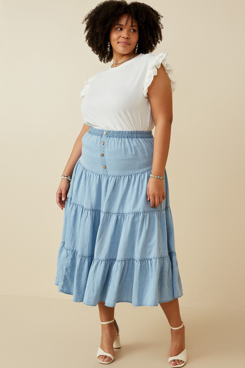 Lucy Tencel Tiered Denim Skirt