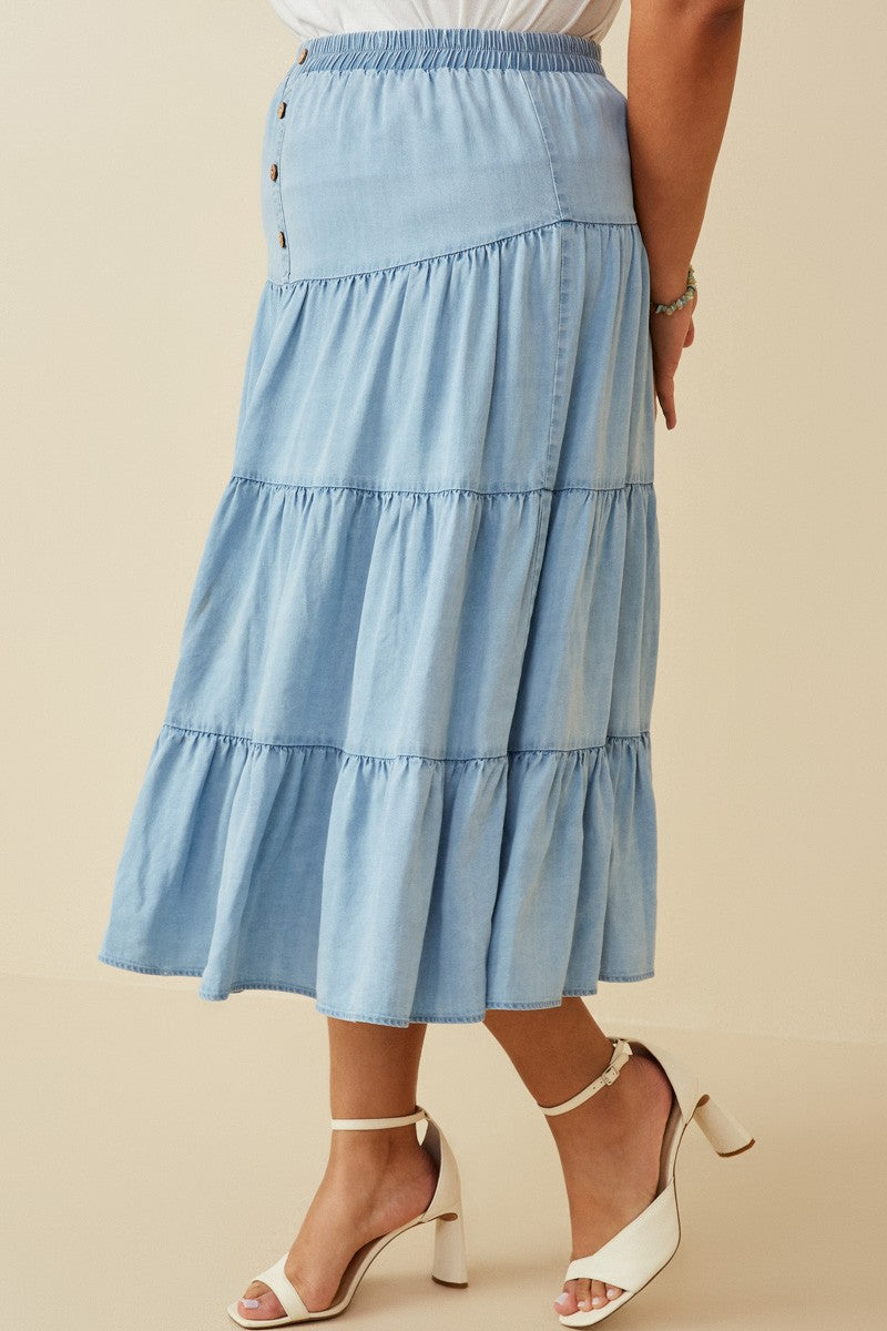 Lucy Tencel Tiered Denim Skirt