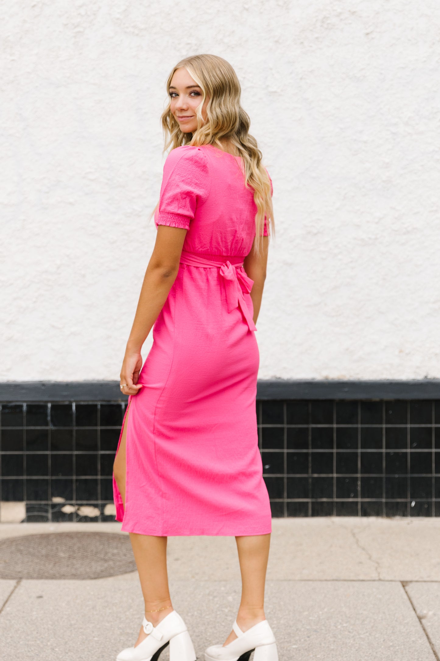 Happy Girl Front Slit Midi Dress