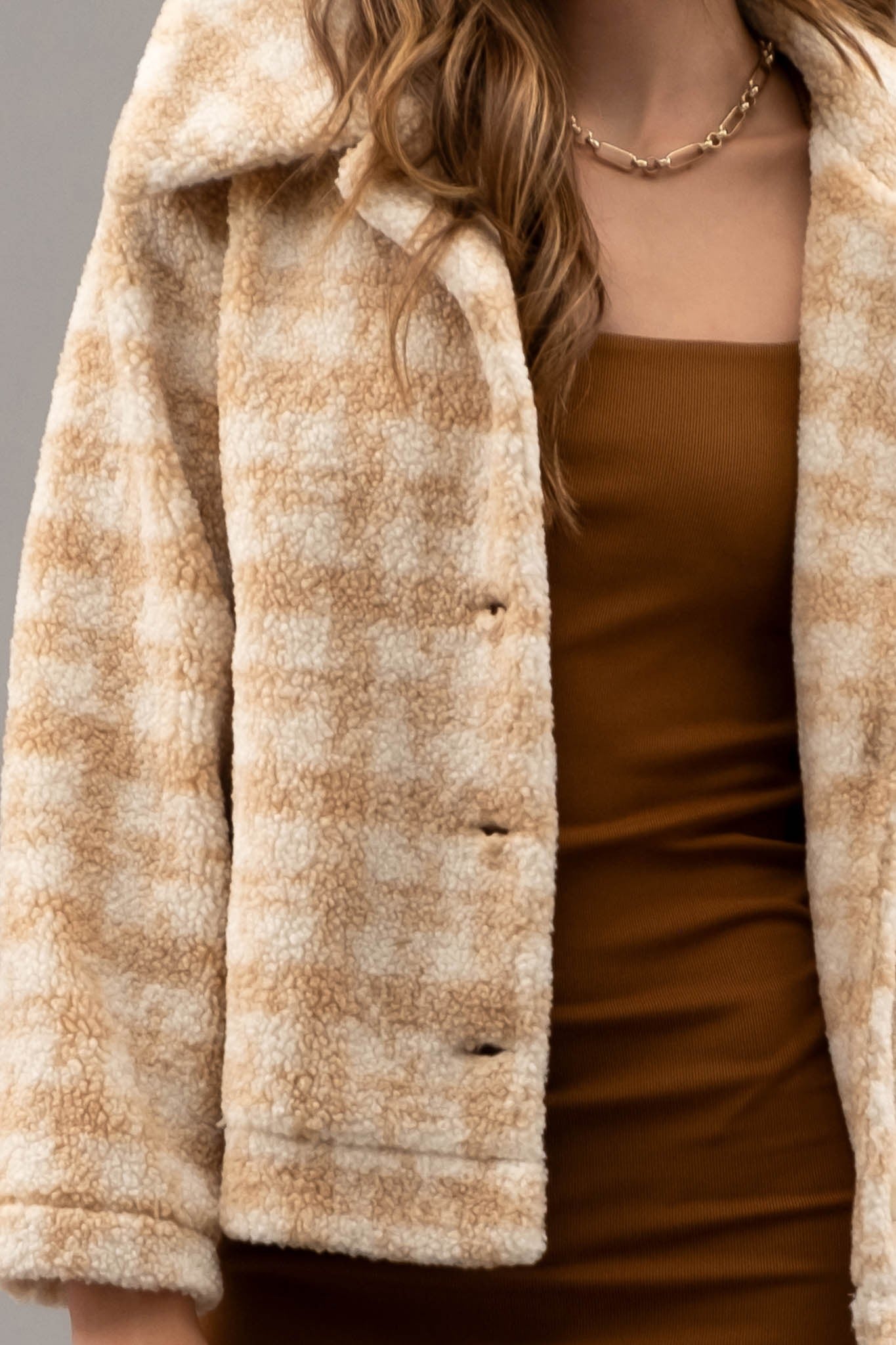 Uptown Charm Houndstooth Button Up Jacket