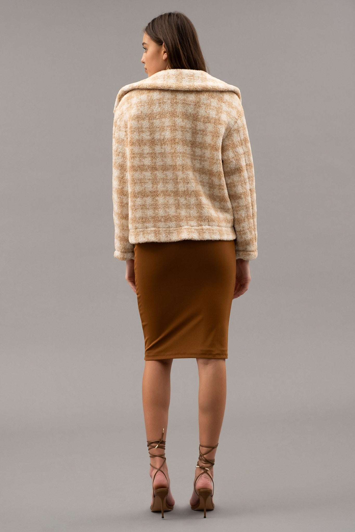 Uptown Charm Houndstooth Button Up Jacket