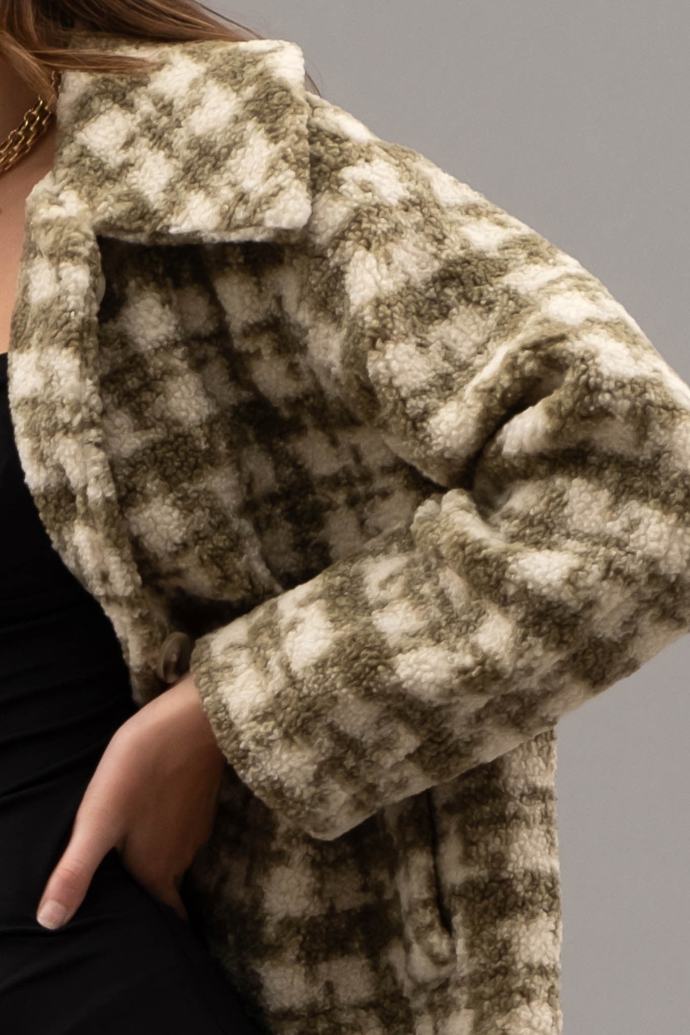 Uptown Charm Houndstooth Button Up Jacket
