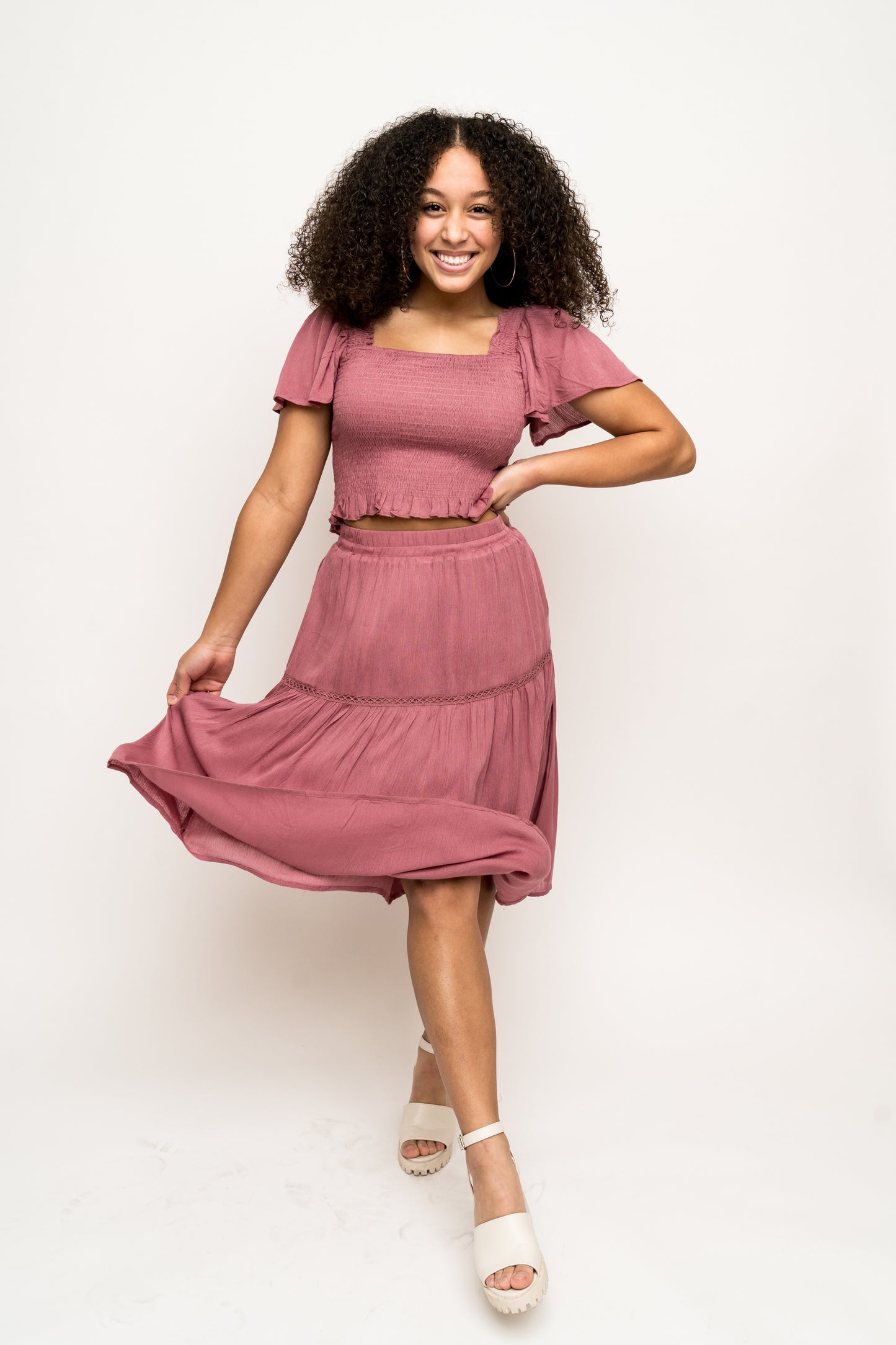 Out in the Sun Smocked Midi Skirt