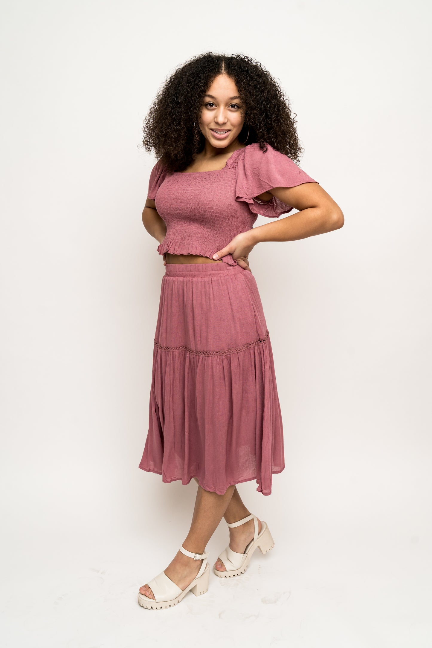 Out in the Sun Smocked Midi Skirt