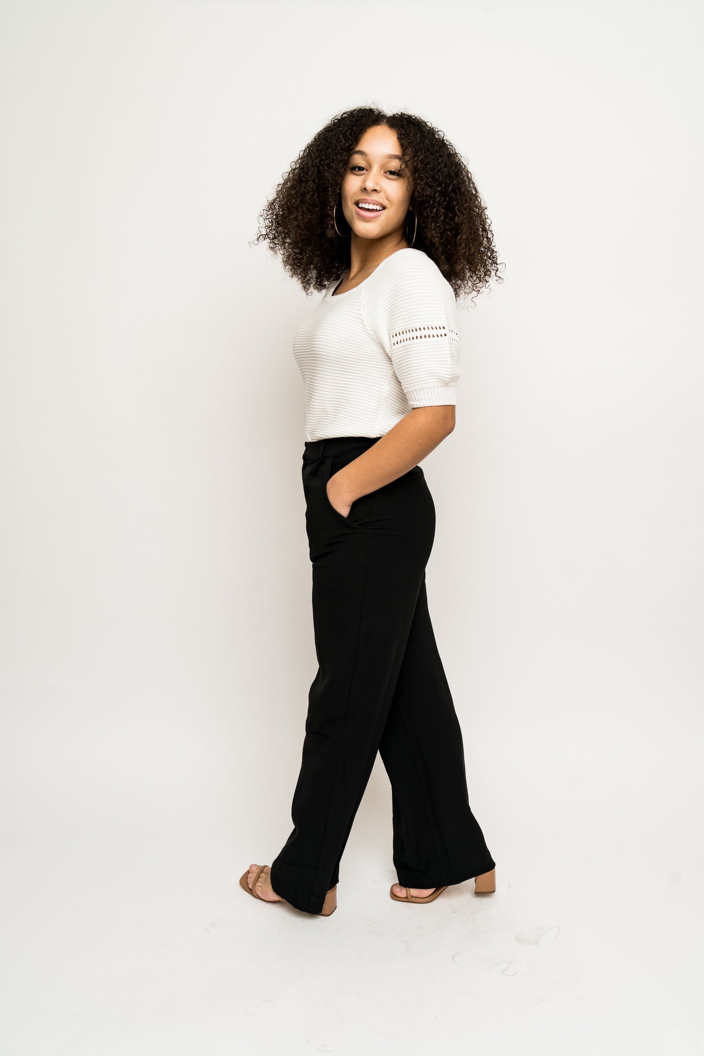 Betty Open Neck Puff Sleeve Sweater