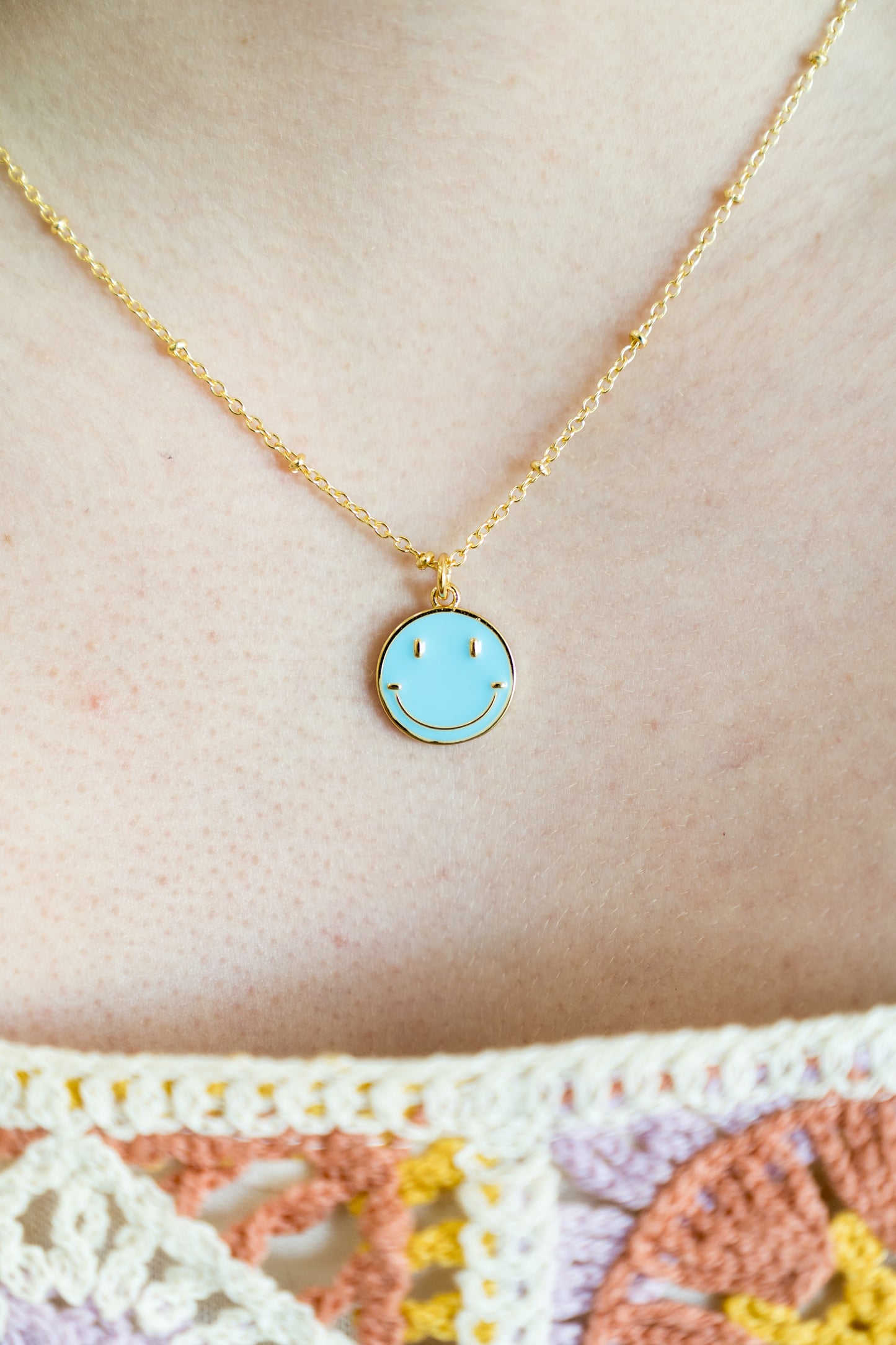 Smiles All Around Necklace (Dainty Ball Chain)