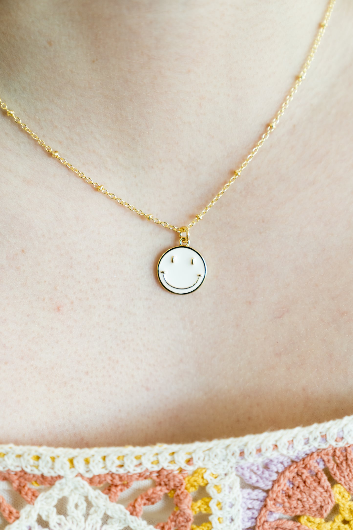 Smiles All Around Necklace (Dainty Ball Chain)