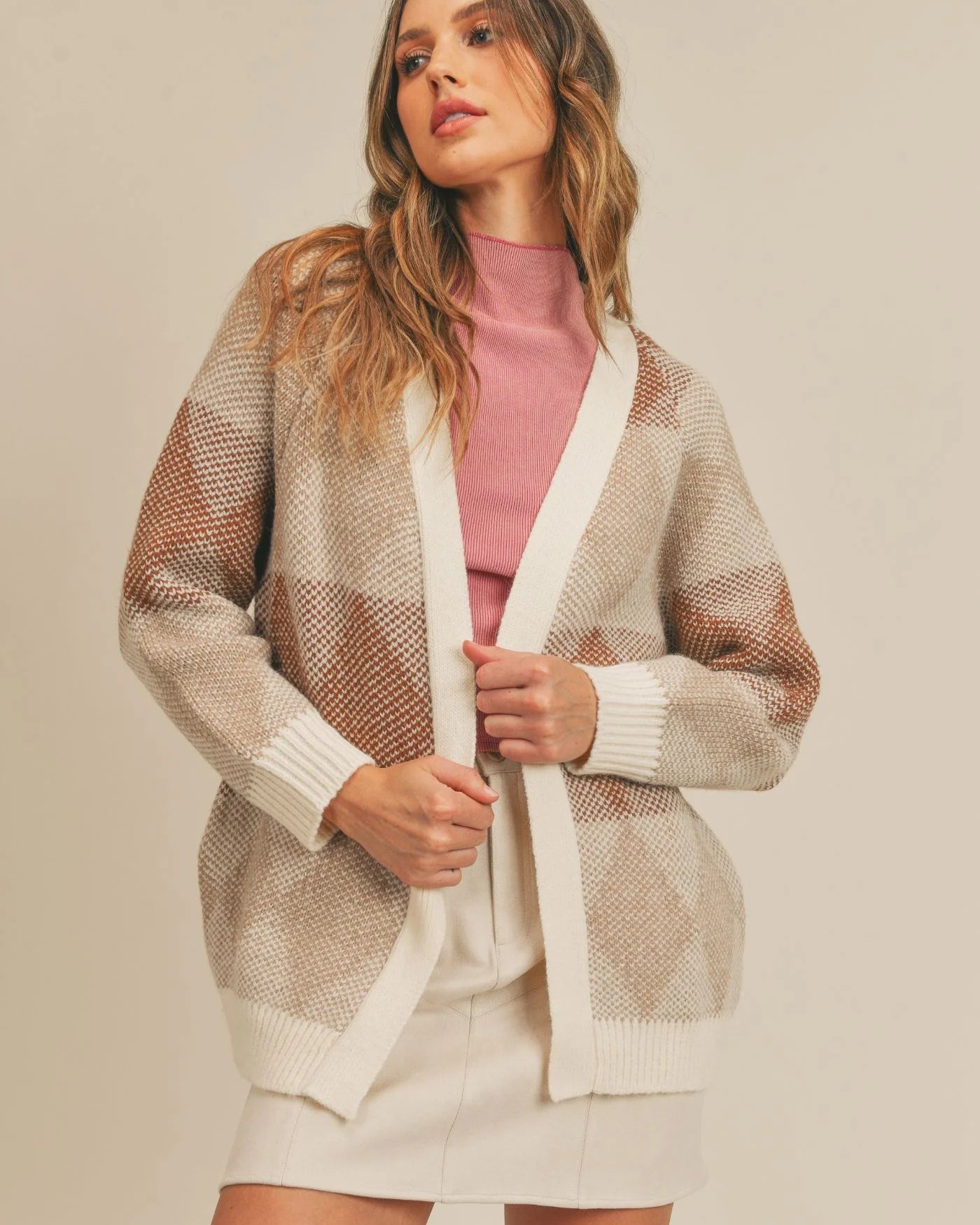 ROWAN ARGYLE CARDIGAN SWEATER