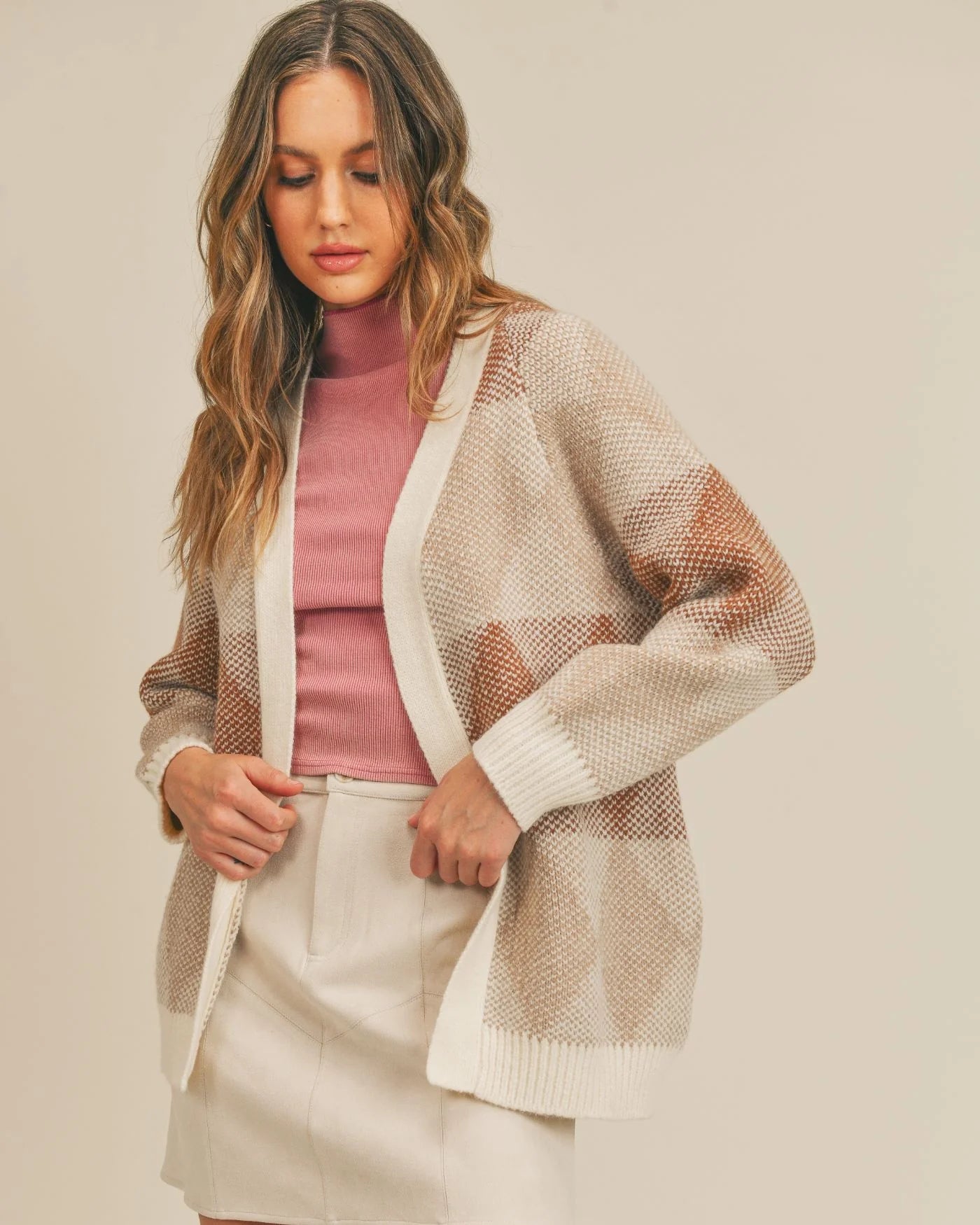 ROWAN ARGYLE CARDIGAN SWEATER
