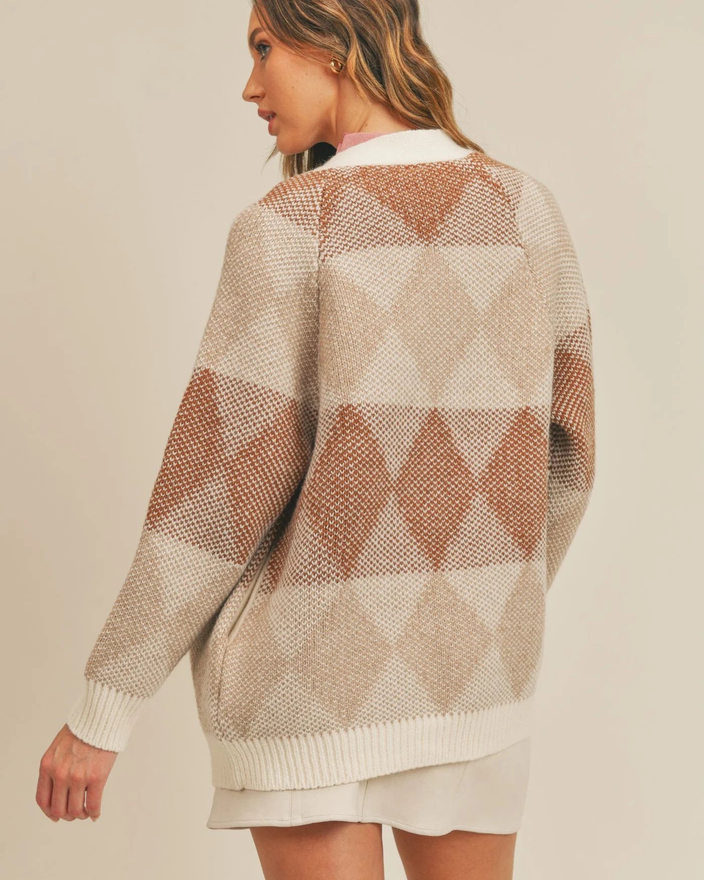 ROWAN ARGYLE CARDIGAN SWEATER