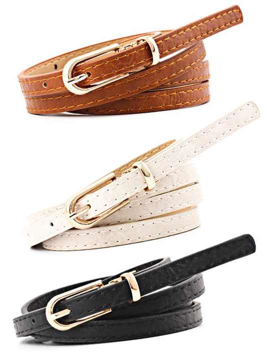 NEVER BASIC SKINNY VEGAN LEATHER BELT