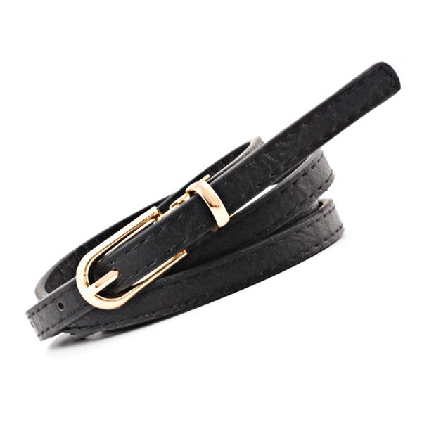 NEVER BASIC SKINNY VEGAN LEATHER BELT