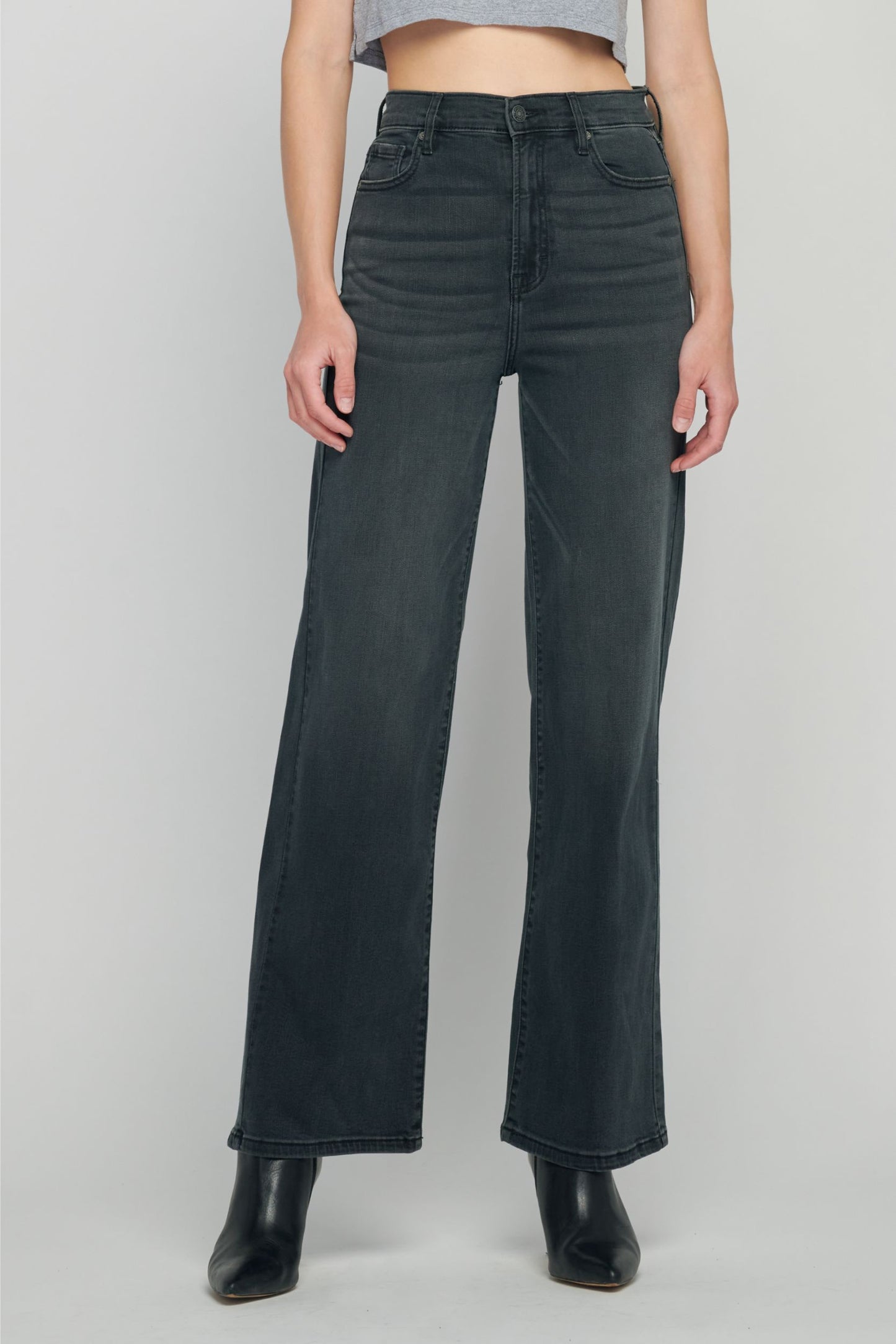 SAY IT ISN'T SO BLACK DISTRESSED WIDE LEG DENIM