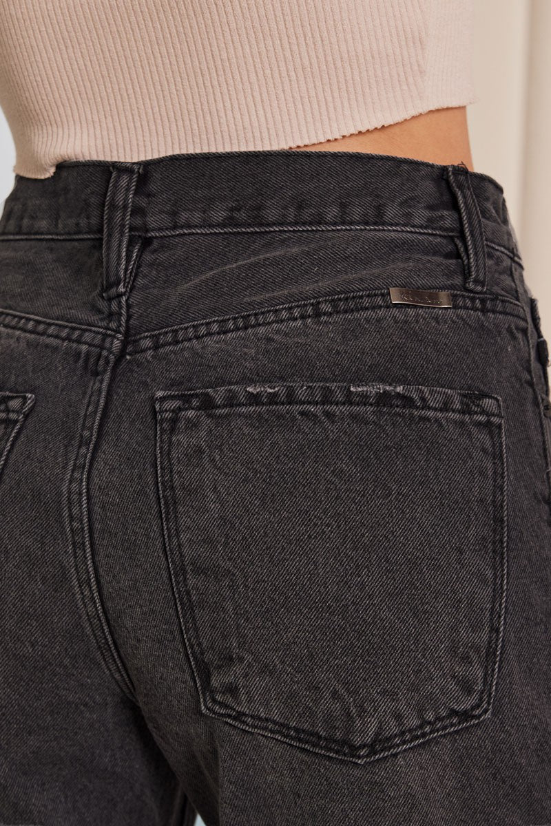 KANCAN STONE WASH BLACK BOYFRIEND HIGH RISE DENIM