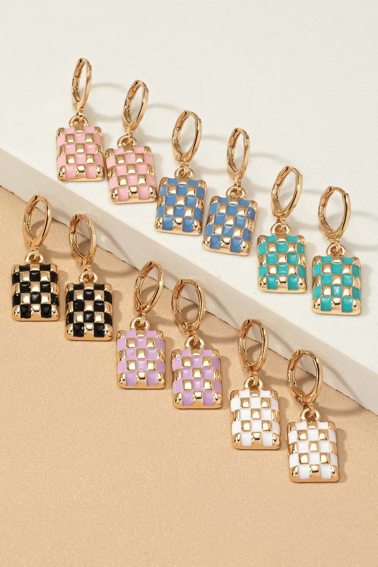 CHECK MATE CHECKERED DROP EARRINGS
