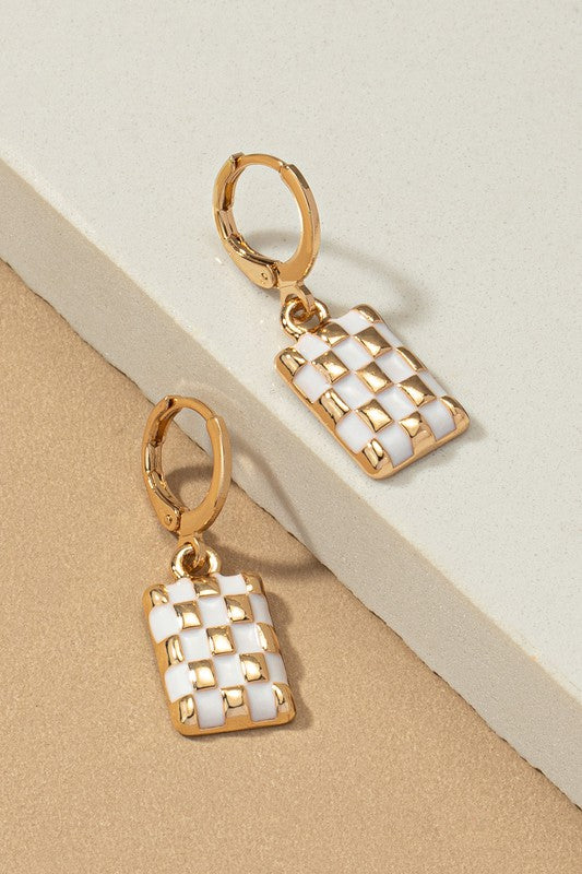 CHECK MATE CHECKERED DROP EARRINGS