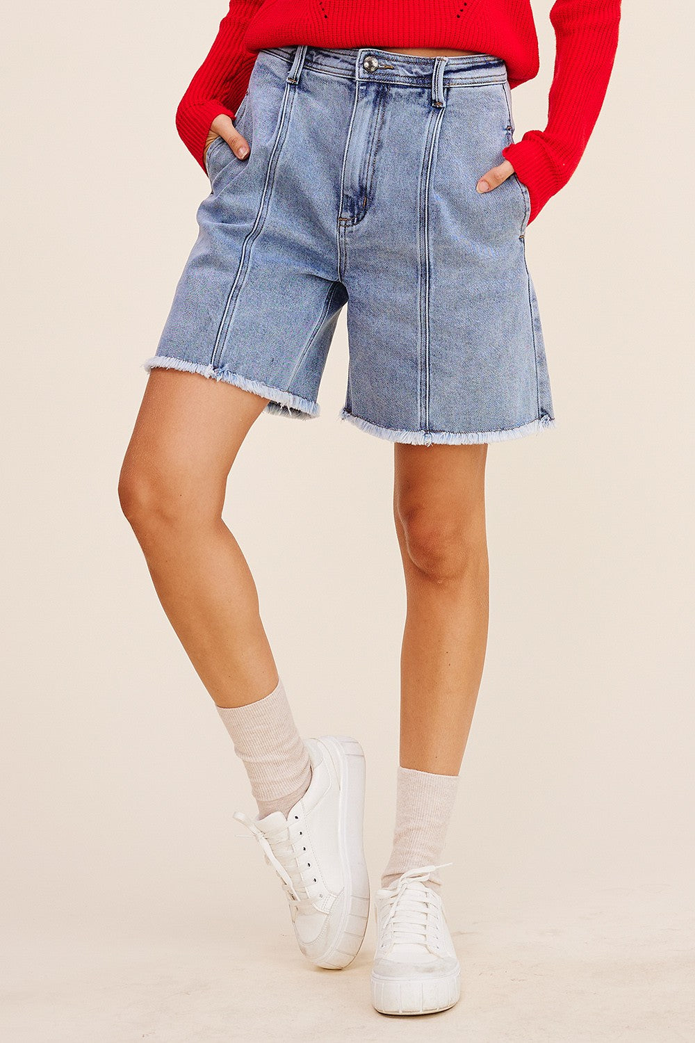 OUT FOR ADVENTURE A-LINE DENIM SHORTS