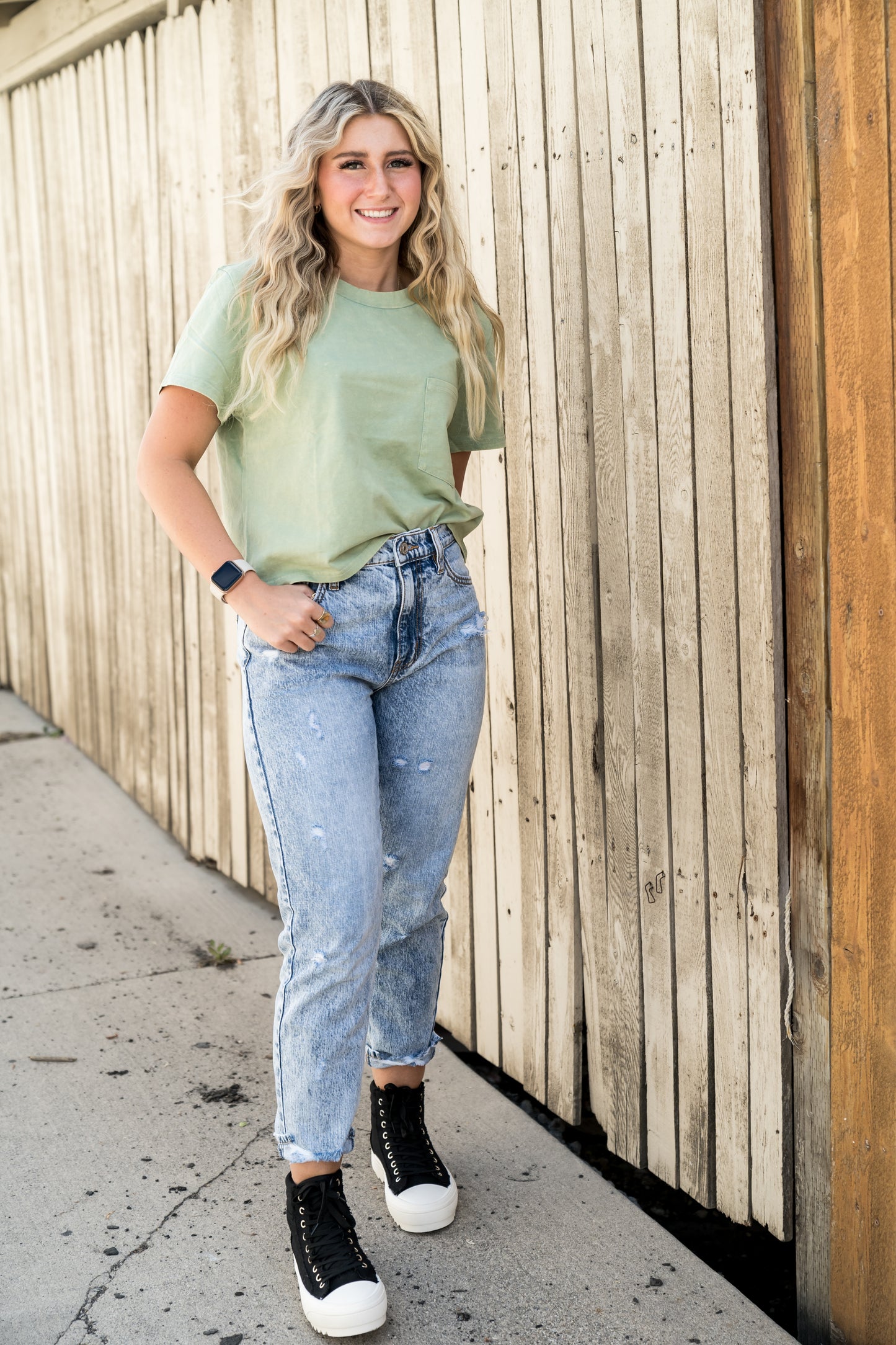 KANCAN Mom Fit Faded Tapered Leg Denim Pants
