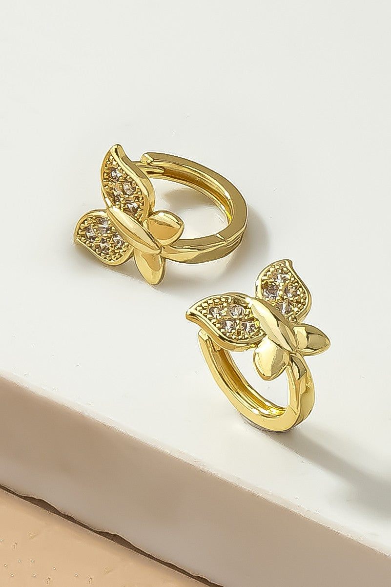 FLY AWAY BUTTERFLY HUGGIE HOOP EARRINGS