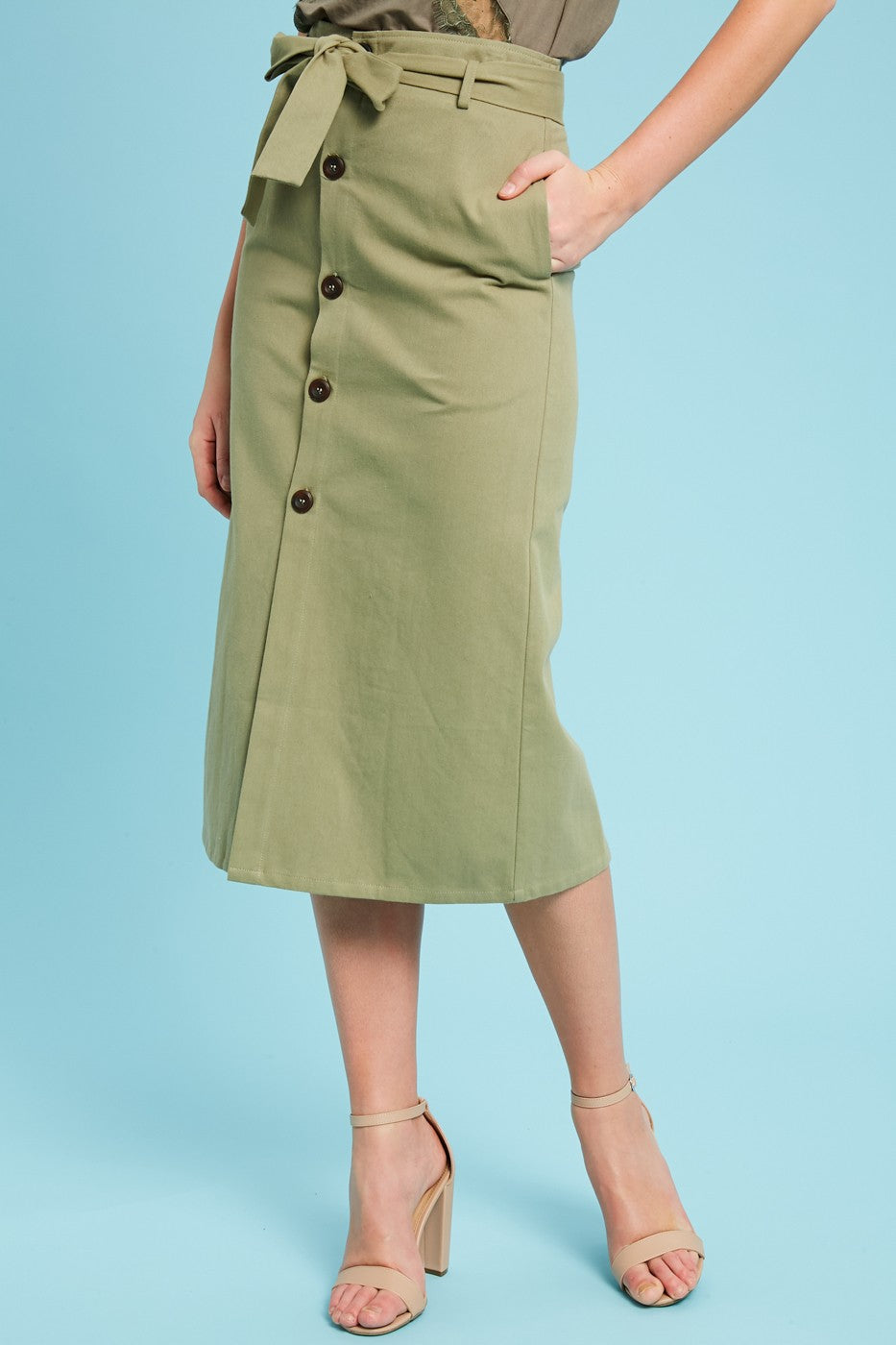 Lost In Paradise Belted Midi Skirt
