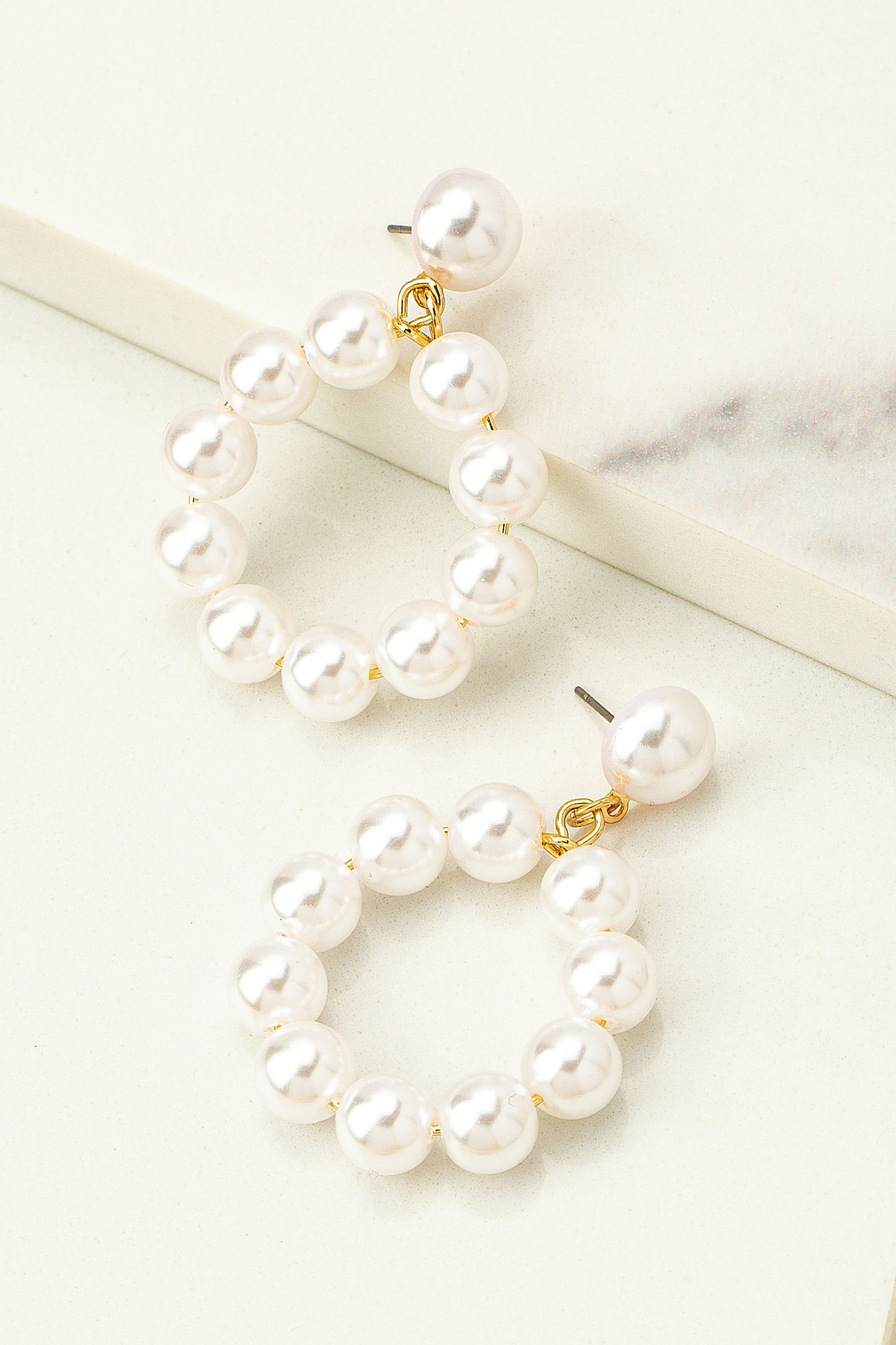 ELEGANT PEARL HOOP DROP EARRINGS