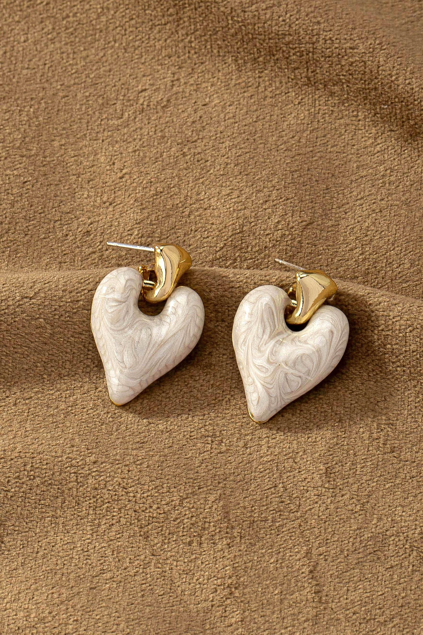 PUFFY HEART DANGLE EARRINGS