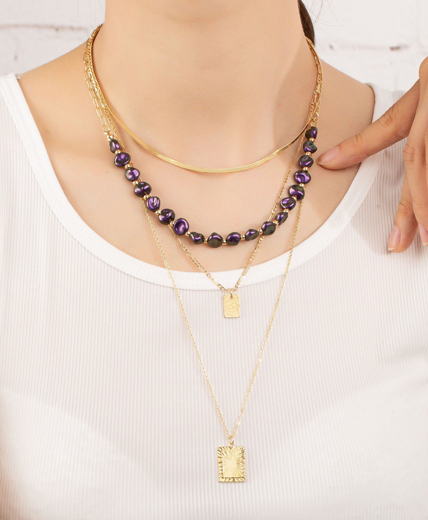 DID WE SAY PURPLE STACKED NECKLACE