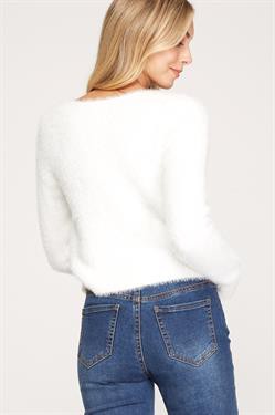 SNOWFALL FUZZY KNIT TIE SWEATER