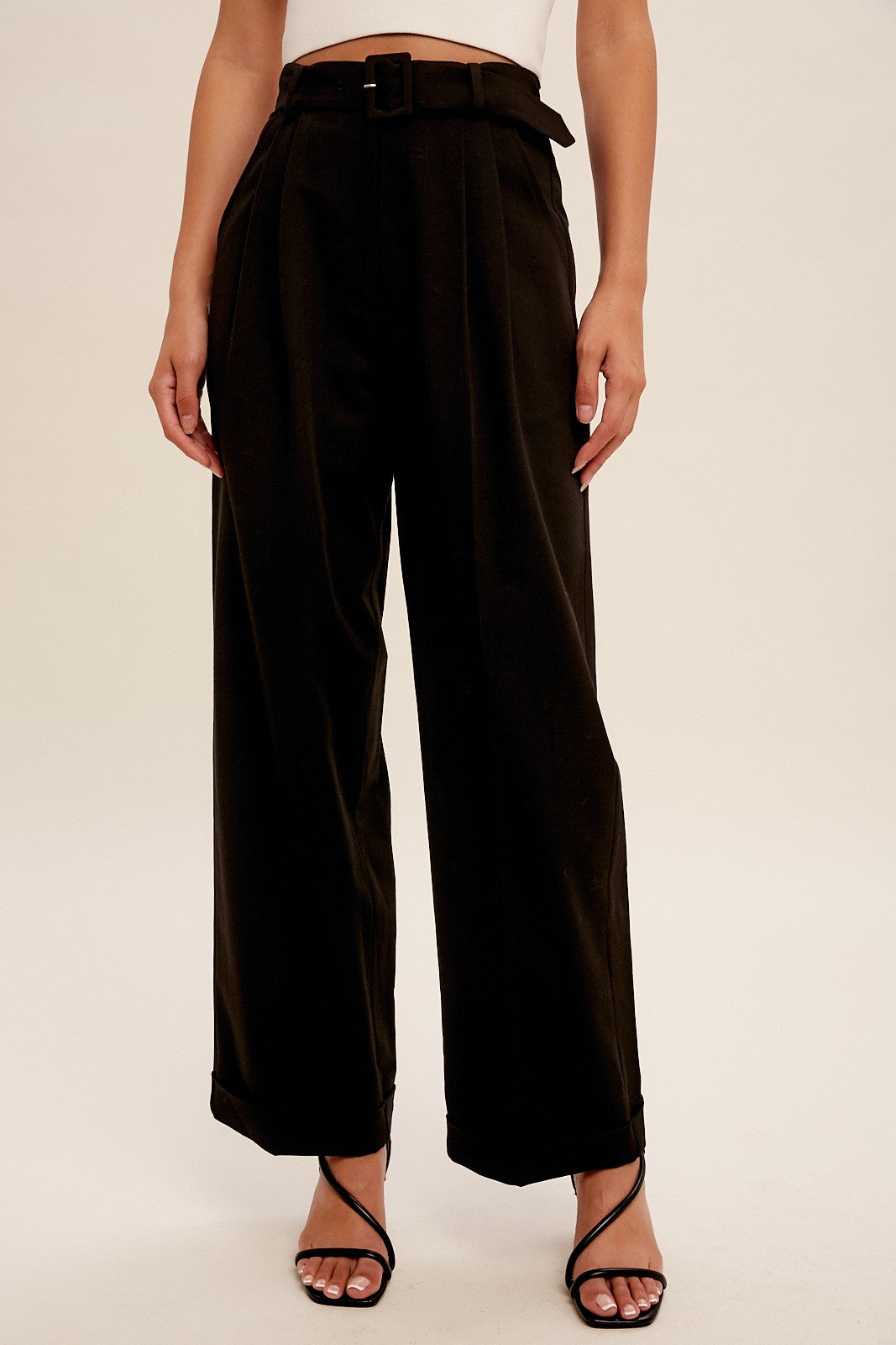 STRICTLY BUSINESS BELTED TROUSER PANTS