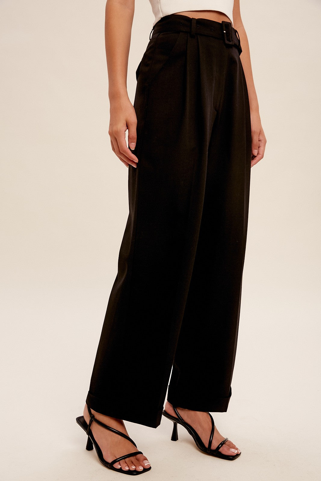 STRICTLY BUSINESS BELTED TROUSER PANTS
