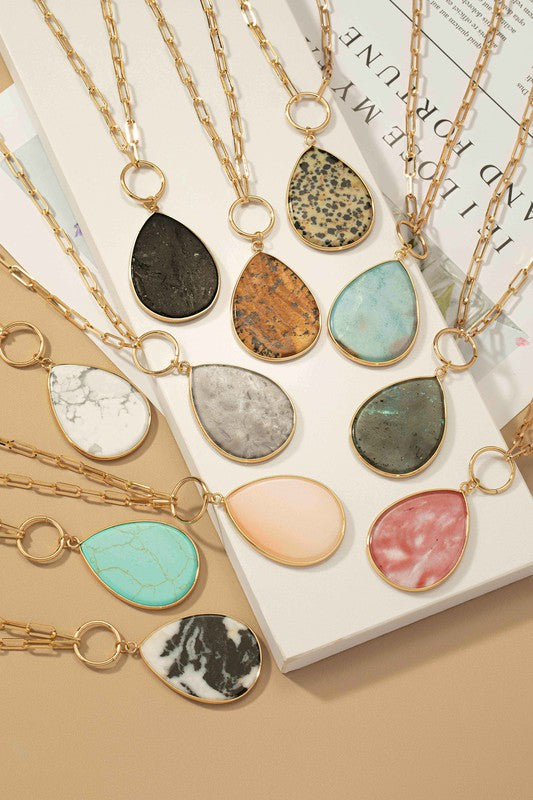 Precious Stone Pendant Necklace