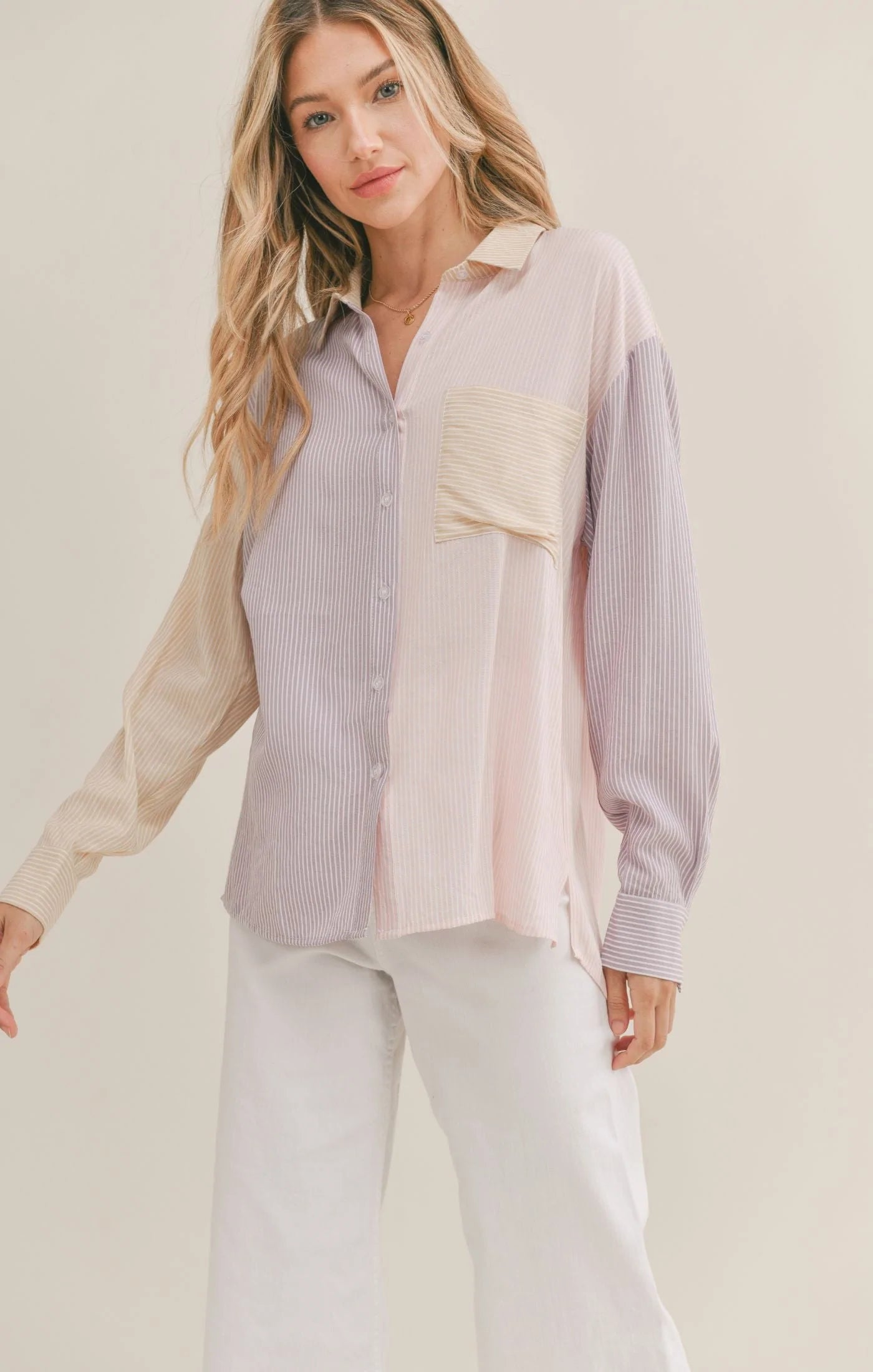 BEACH TOWN BUTTON DOWN TOP