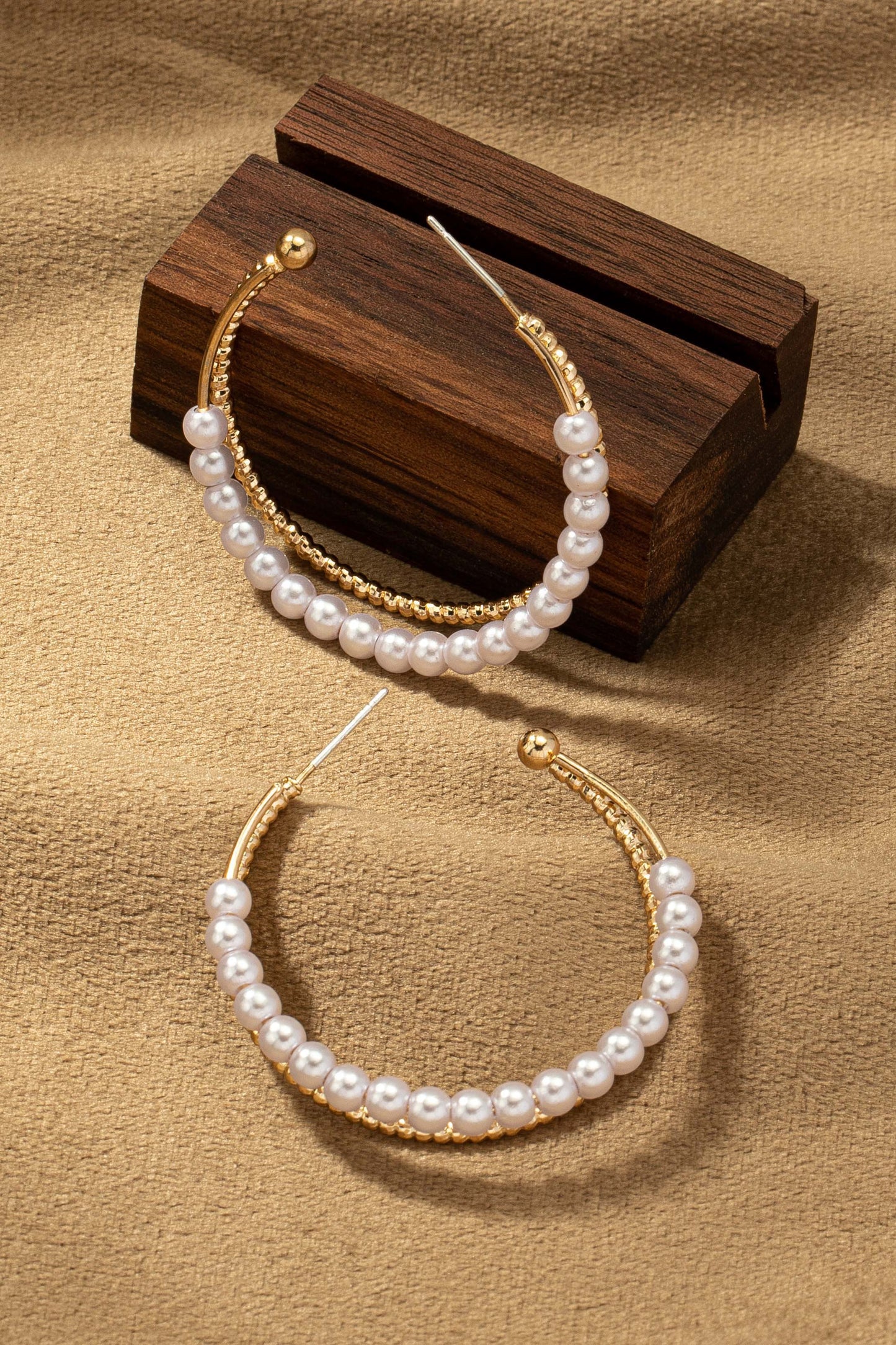 DOUBLE BEADED HOOP EARRING