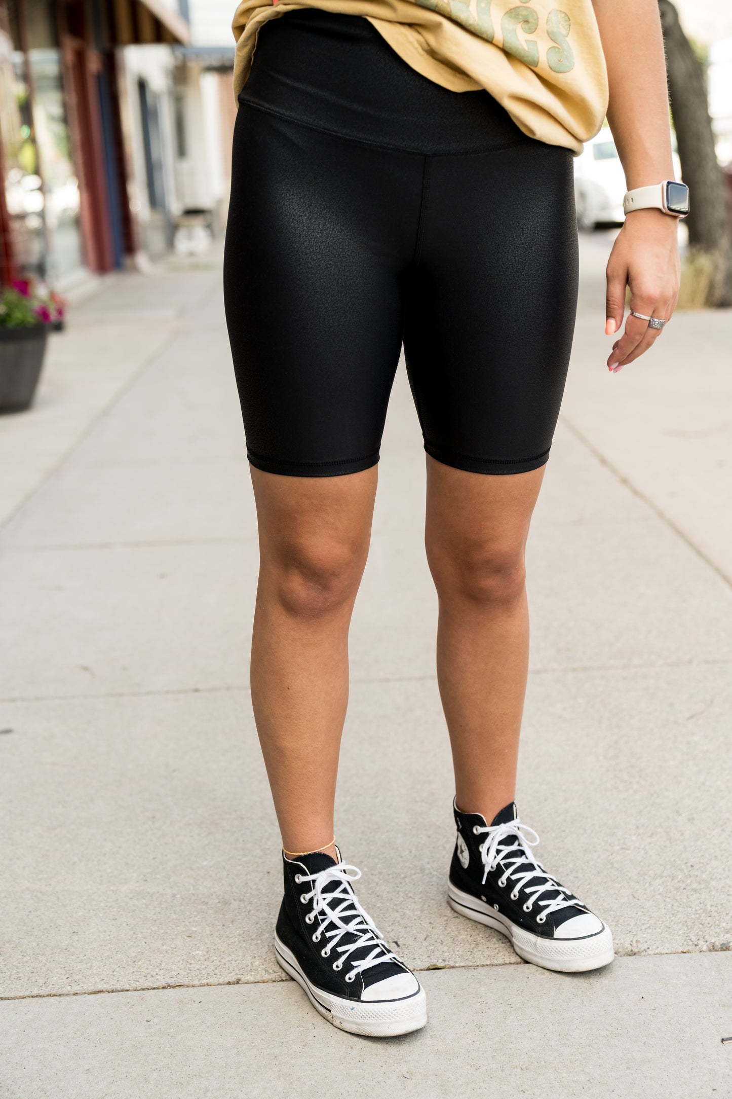 Metallic Black Biker Shorts