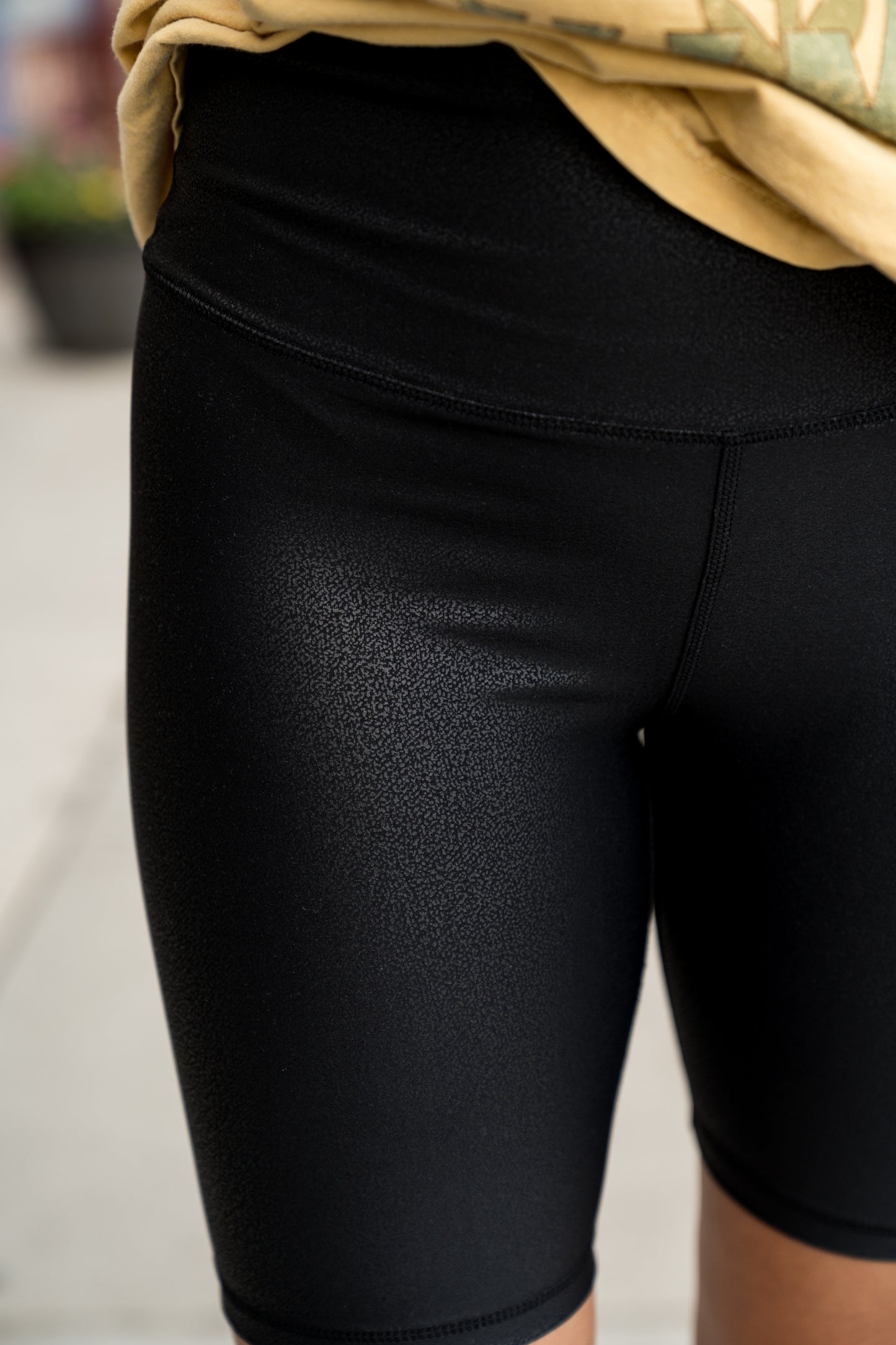 Metallic Black Biker Shorts
