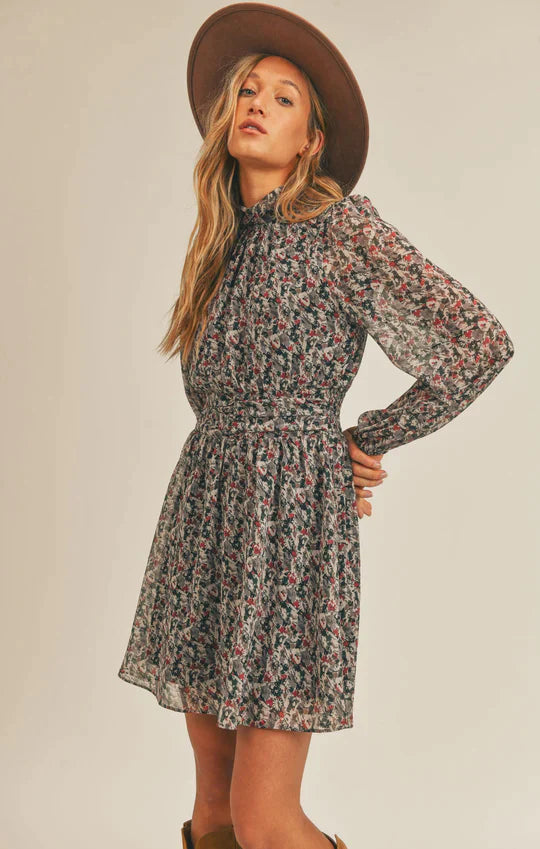 DARK ROMANCE RUCHED WAIST MINI DRESS