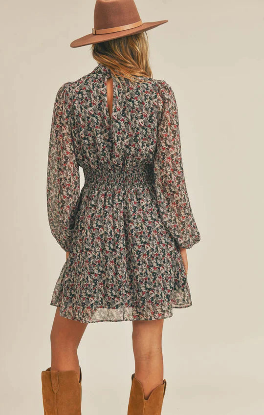 DARK ROMANCE RUCHED WAIST MINI DRESS