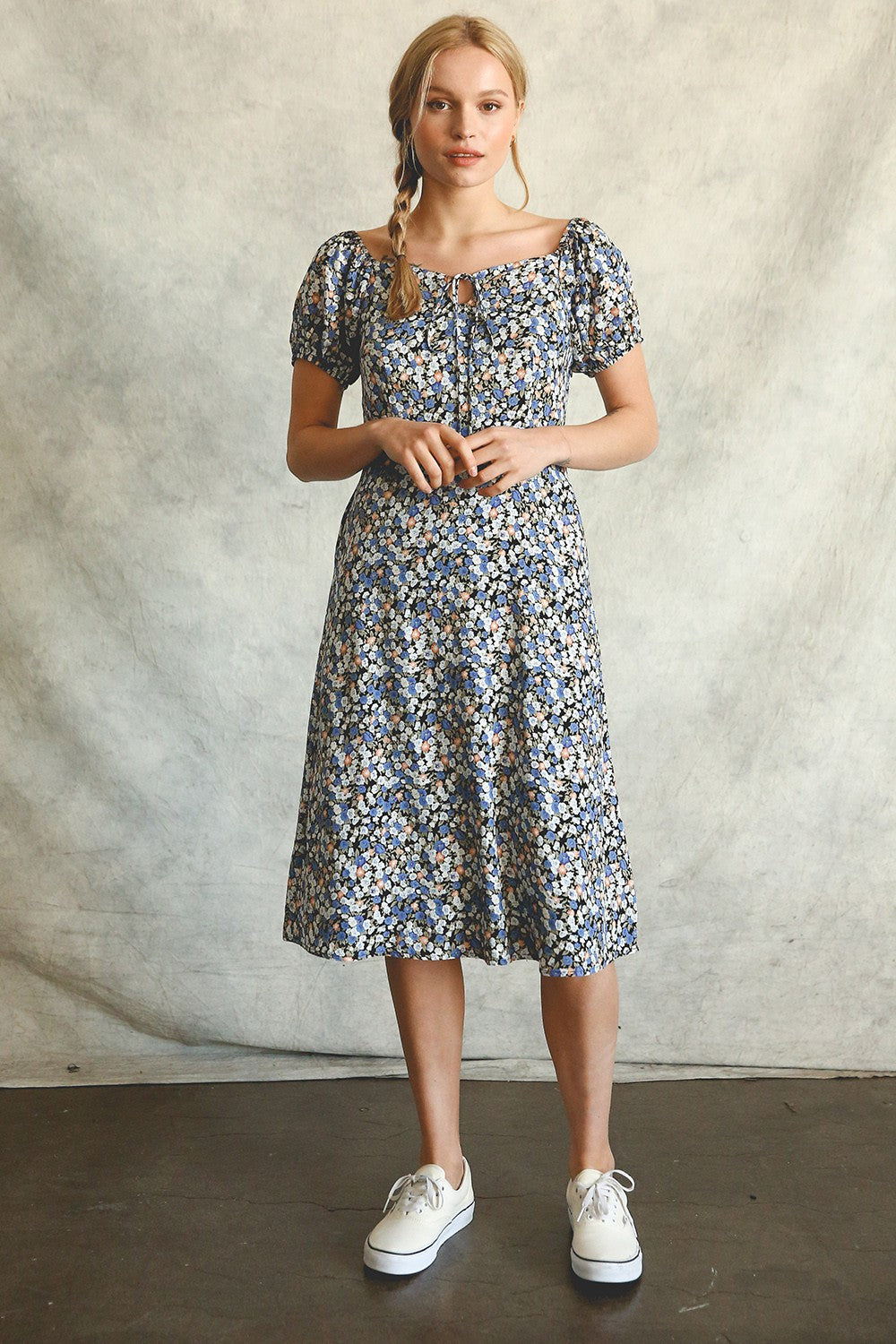 HEY DARLING DAINTY FLORAL PRINTED MIDI DRESS