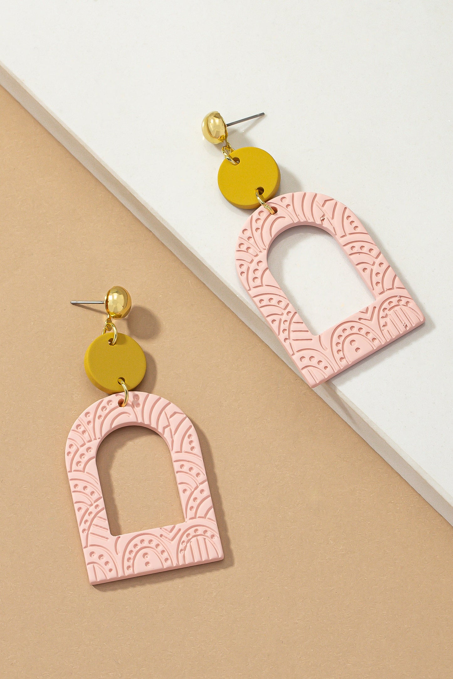TEXTURED DOME DROP EARRINGS