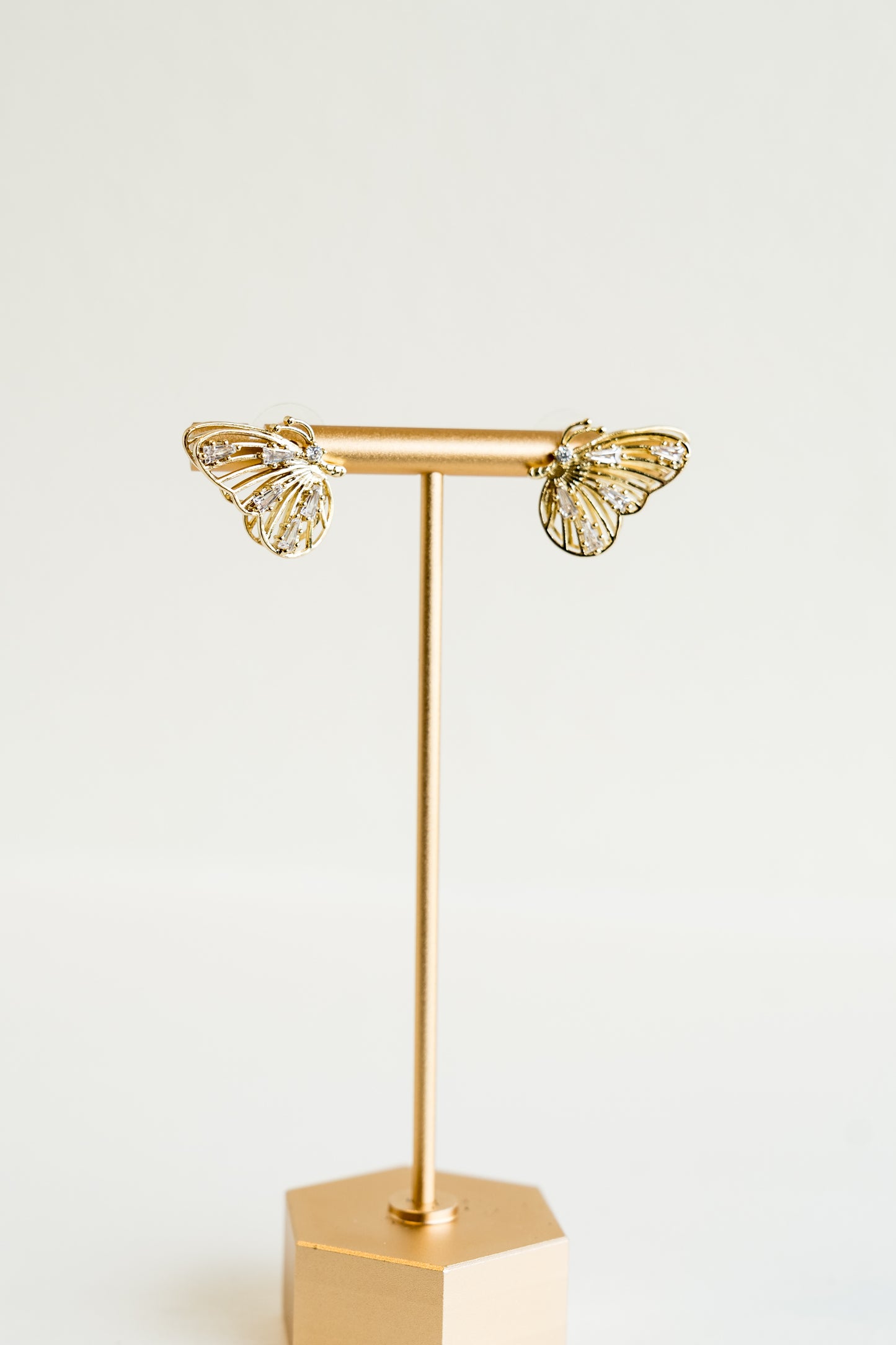 Gold Butterfly Love Stud Earrings