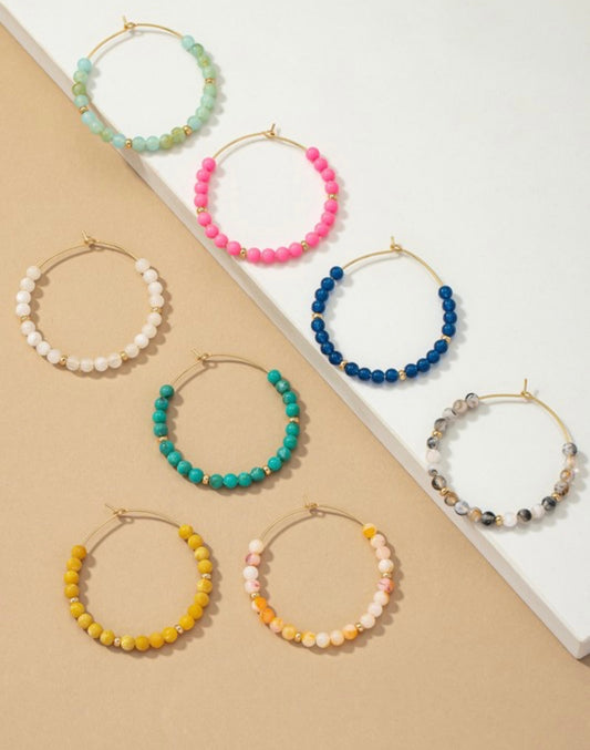 Precious Stone Hoop Earrings