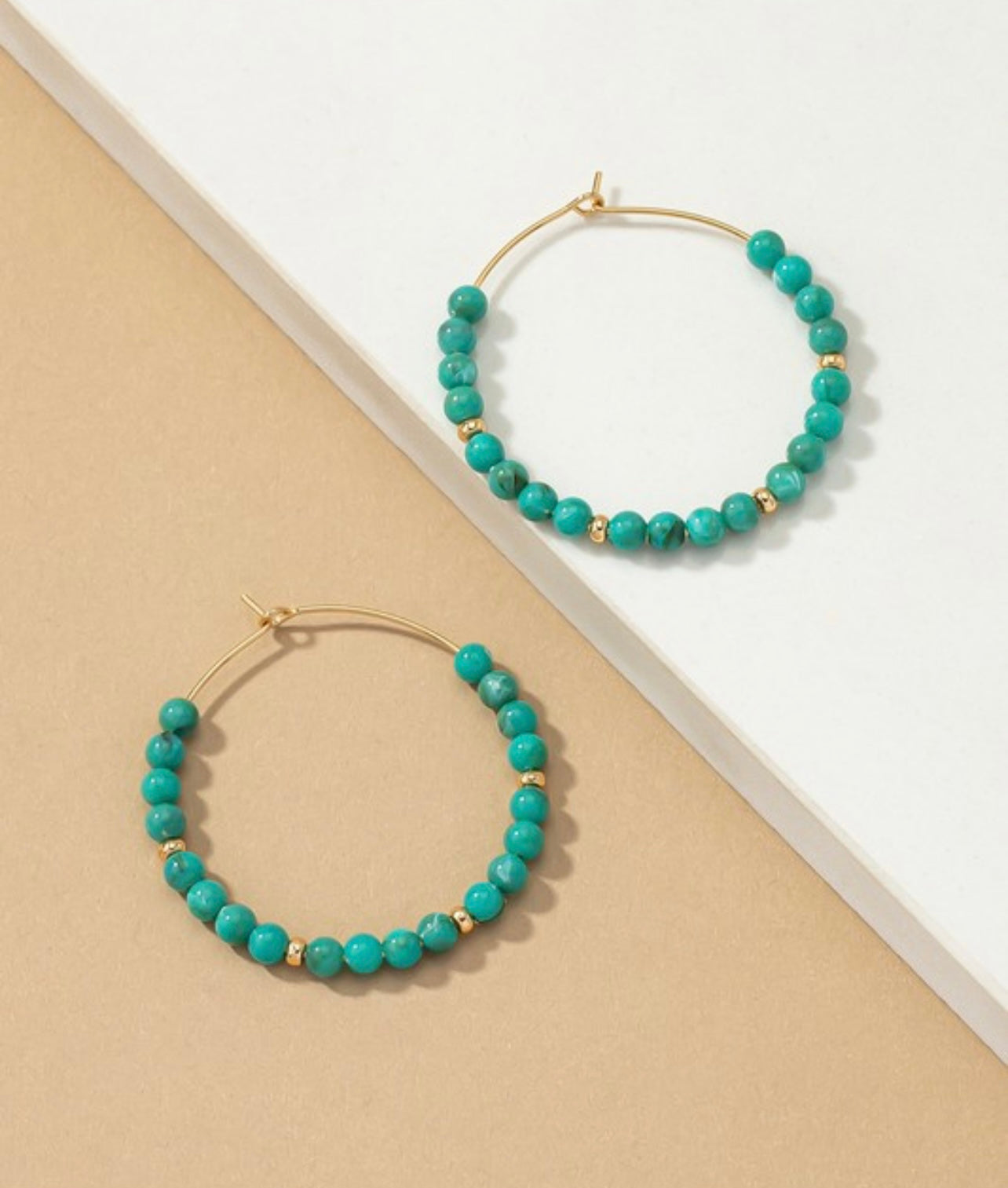 Precious Stone Hoop Earrings