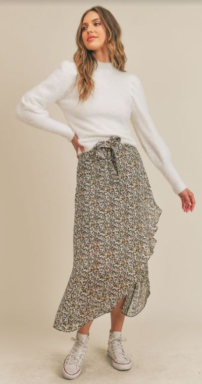 FLOWER POWER MIDI SKIRT
